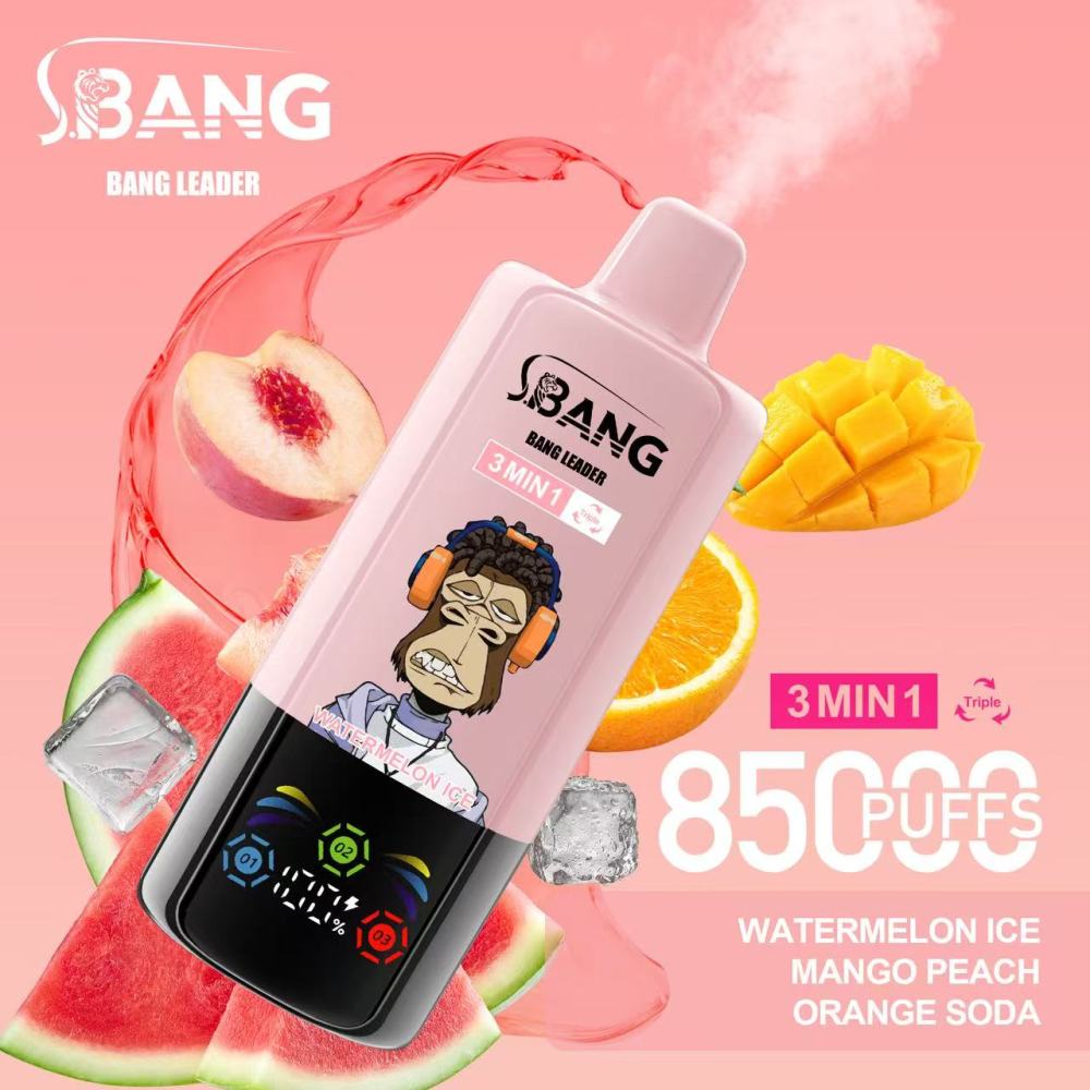 Bang Leader 85000 Puffs Vape 3-in-1 Triple Flavor Disposable Vape – Rechargeable 85K Vape with 850mAh Battery, Dual Mesh Coil & Smart LED Display