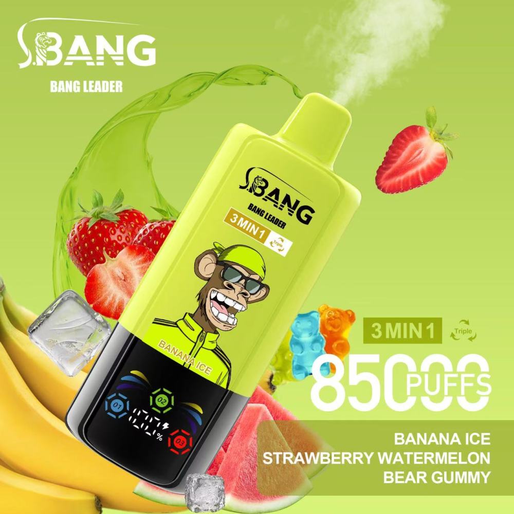Bang Leader 85000 Puffs Vape 3-in-1 Triple Flavor Disposable Vape – Rechargeable 85K Vape with 850mAh Battery, Dual Mesh Coil & Smart LED Display
