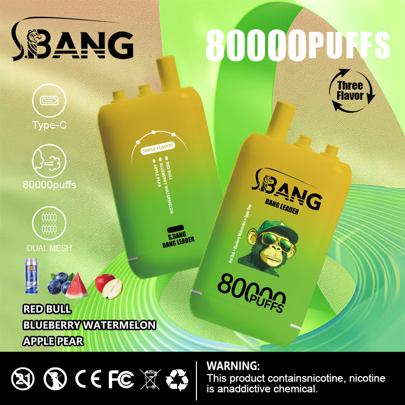 Bang Leader 80000 Puff Vape New Generation E-Cigarette | 3-in-1 Flavor System, 1.0Ω Mesh Coil, 850mAh Rechargeable Battery, Long-Lasting Vape Experience