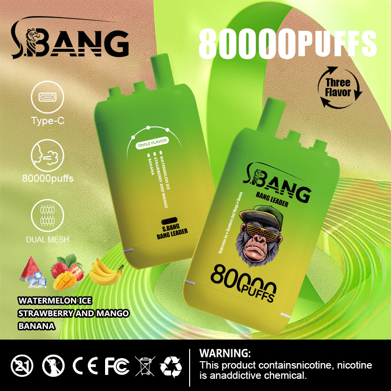 Bang Leader 80000 Puff Vape New Generation E-Cigarette | 3-in-1 Flavor System, 1.0Ω Mesh Coil, 850mAh Rechargeable Battery, Long-Lasting Vape Experience