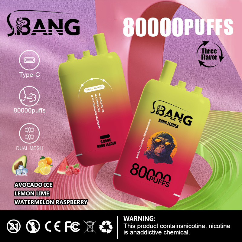 Bang Leader 80000 Puff Vape New Generation E-Cigarette | 3-in-1 Flavor System, 1.0Ω Mesh Coil, 850mAh Rechargeable Battery, Long-Lasting Vape Experience