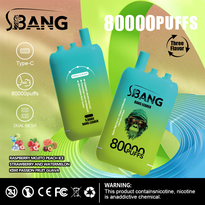 Bang Leader 80000 Puff Vape New Generation E-Cigarette | 3-in-1 Flavor System, 1.0Ω Mesh Coil, 850mAh Rechargeable Battery, Long-Lasting Vape Experience