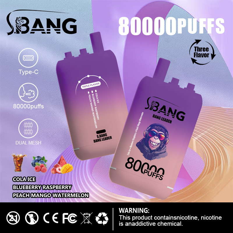 Bang Leader 80000 Puff Vape New Generation E-Cigarette | 3-in-1 Flavor System, 1.0Ω Mesh Coil, 850mAh Rechargeable Battery, Long-Lasting Vape Experience