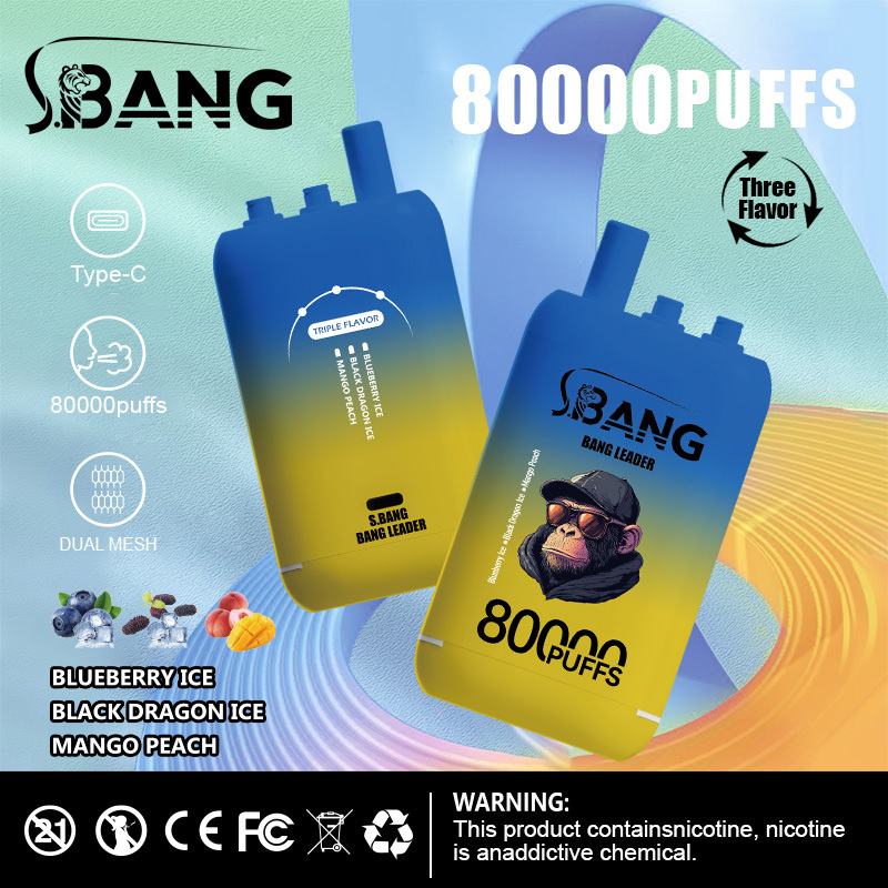 Bang Leader 80000 Puff Vape New Generation E-Cigarette | 3-in-1 Flavor System, 1.0Ω Mesh Coil, 850mAh Rechargeable Battery, Long-Lasting Vape Experience