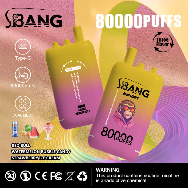 Bang Leader 80000 Puff Vape New Generation E-Cigarette | 3-in-1 Flavor System, 1.0Ω Mesh Coil, 850mAh Rechargeable Battery, Long-Lasting Vape Experience
