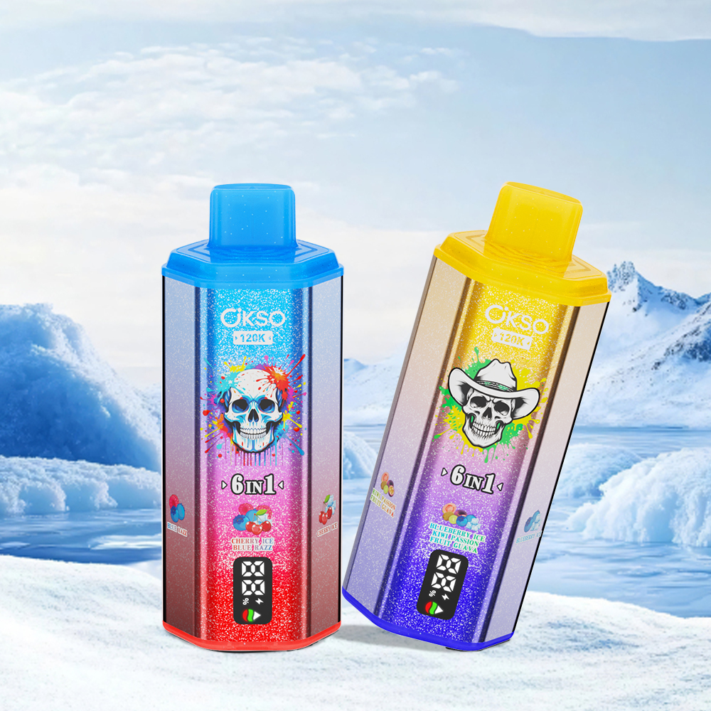 OKSO 120K Puffs 6 IN 1 Vape | 120000 Puff Disposable Vape with Triple Mesh Coil, 60ml E-Liquid, LED Display & 850mAh Rechargeable Battery