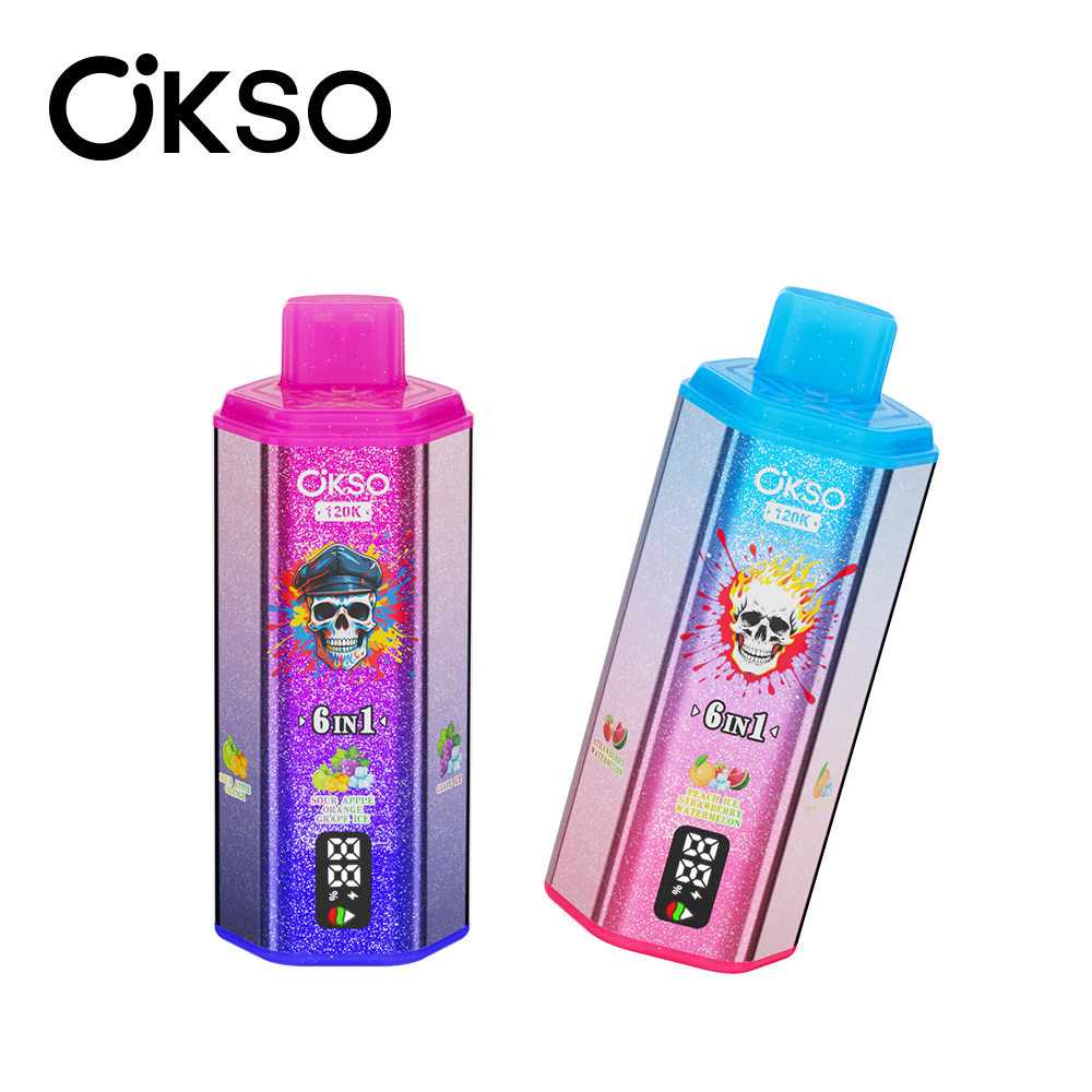 OKSO 120K Puffs 6 IN 1 Vape | 120000 Puff Disposable Vape with Triple Mesh Coil, 60ml E-Liquid, LED Display & 850mAh Rechargeable Battery