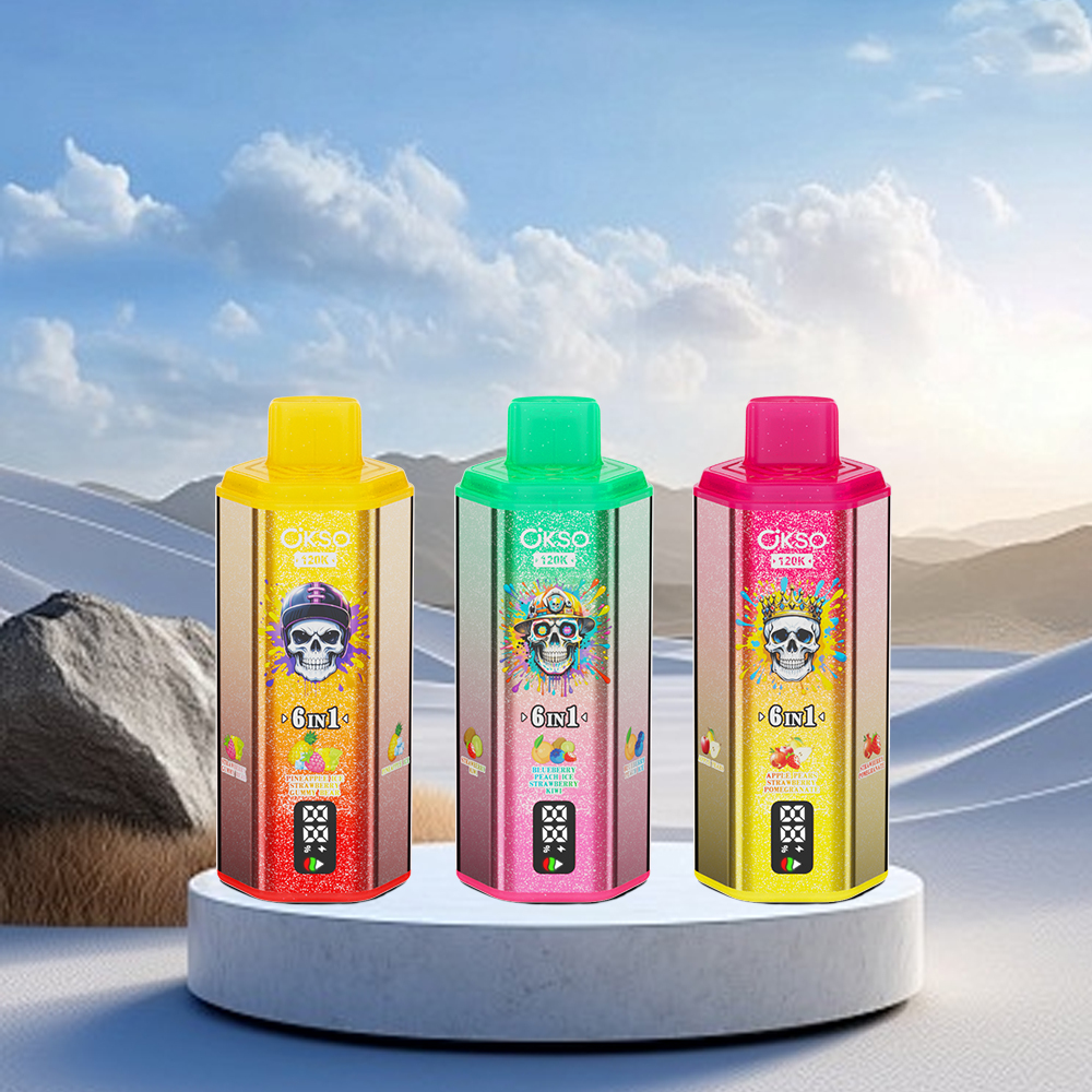 OKSO 120K Puffs 6 IN 1 Vape | 120000 Puff Disposable Vape with Triple Mesh Coil, 60ml E-Liquid, LED Display & 850mAh Rechargeable Battery