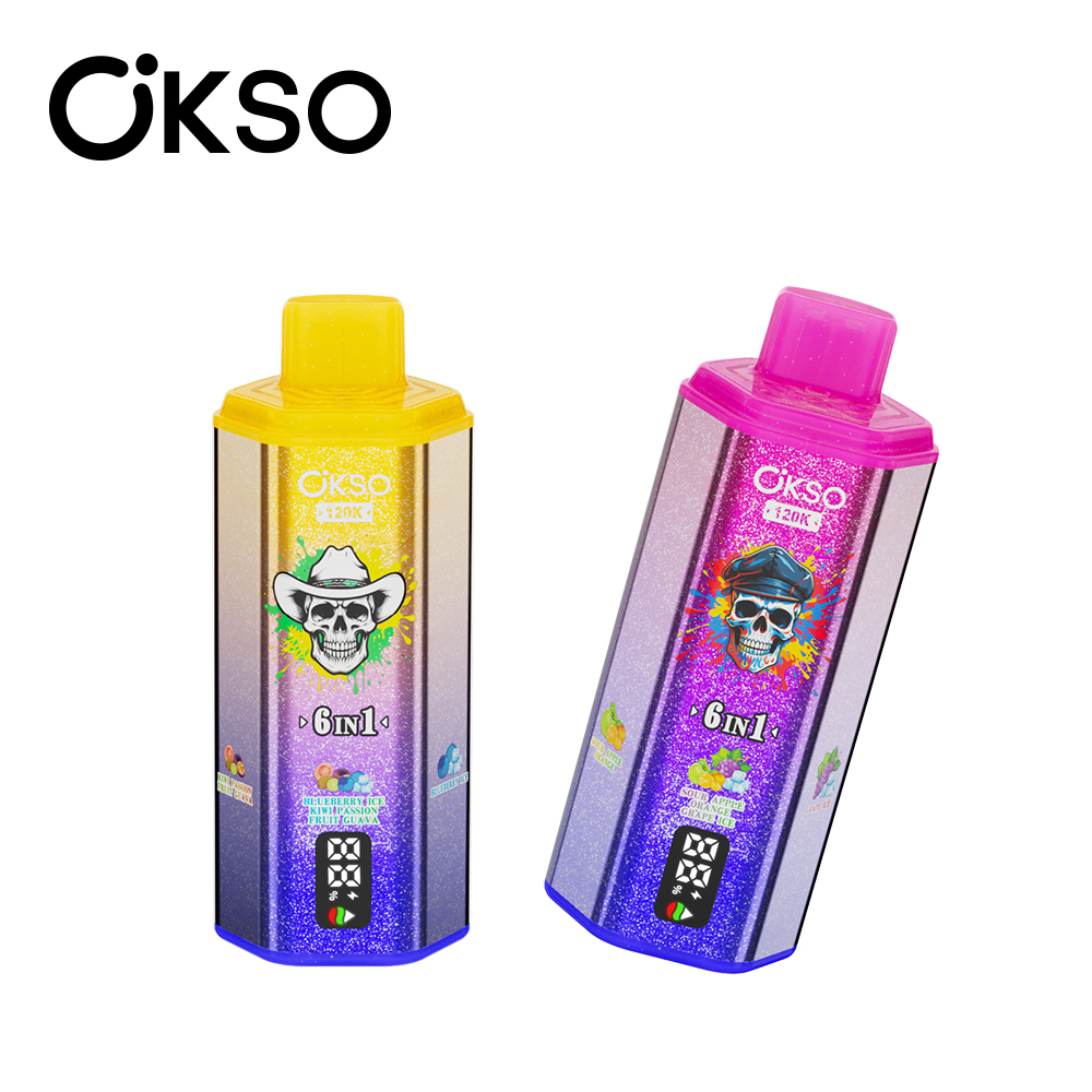 OKSO 120K Puffs 6 IN 1 Vape | 120000 Puff Disposable Vape with Triple Mesh Coil, 60ml E-Liquid, LED Display & 850mAh Rechargeable Battery