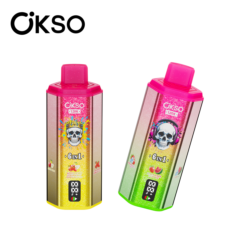 OKSO 120K Puffs 6 IN 1 Vape | 120000 Puff Disposable Vape with Triple Mesh Coil, 60ml E-Liquid, LED Display & 850mAh Rechargeable Battery
