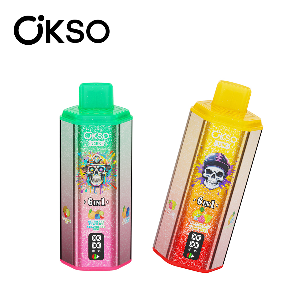 OKSO 120K Puffs 6 IN 1 Vape | 120000 Puff Disposable Vape with Triple Mesh Coil, 60ml E-Liquid, LED Display & 850mAh Rechargeable Battery