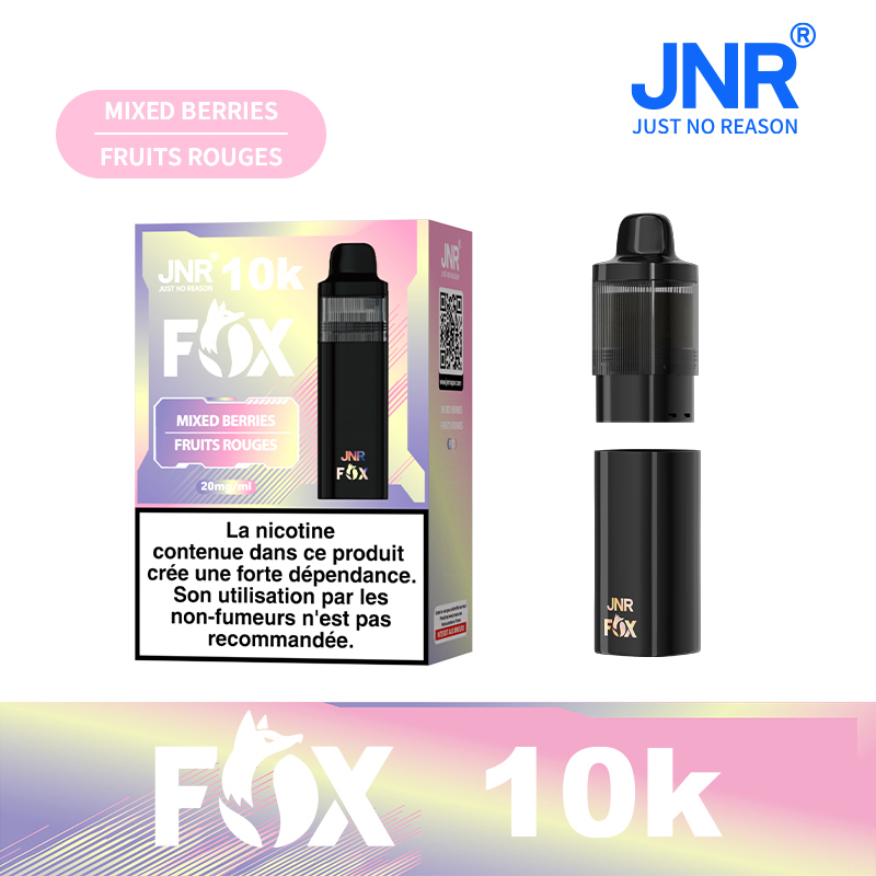 JNR FOX 10K Puffs Pod Kit | TPD Vape System with 2ml Pod, 10ml Refill Tank & 800mAh Rechargeable Battery