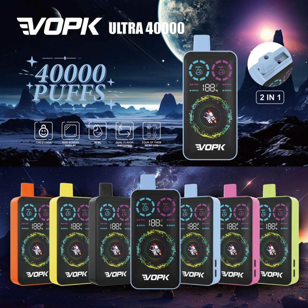 VOPK ULTRA 40K Dual Flavor Vape | High Capacity Disposable Vape with 36ml Oil Capacity, Adjustable Output, Flavor Mixing System & Smooth Vapor