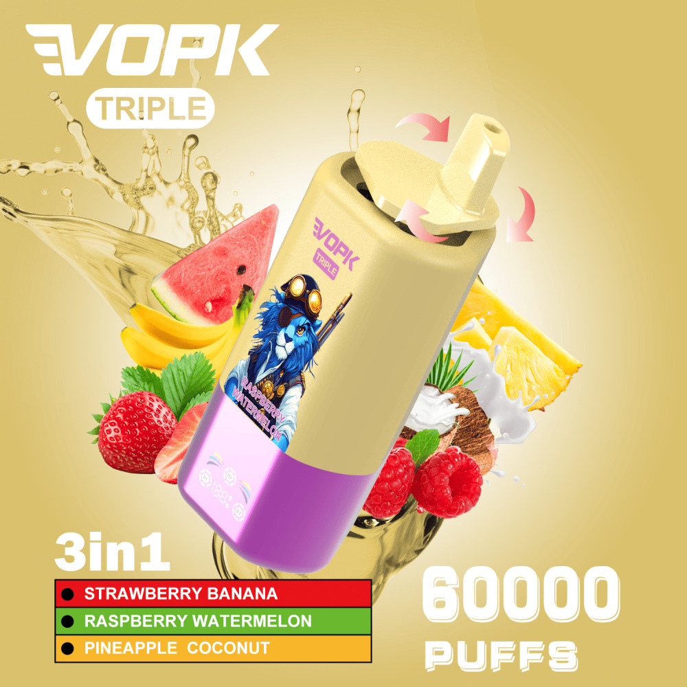 VOPK Triple 60K Vape Pen Wholesale | High Capacity Disposable Vape with Smart LED Screen, Triple Mesh Coil & Rich Flavor Output