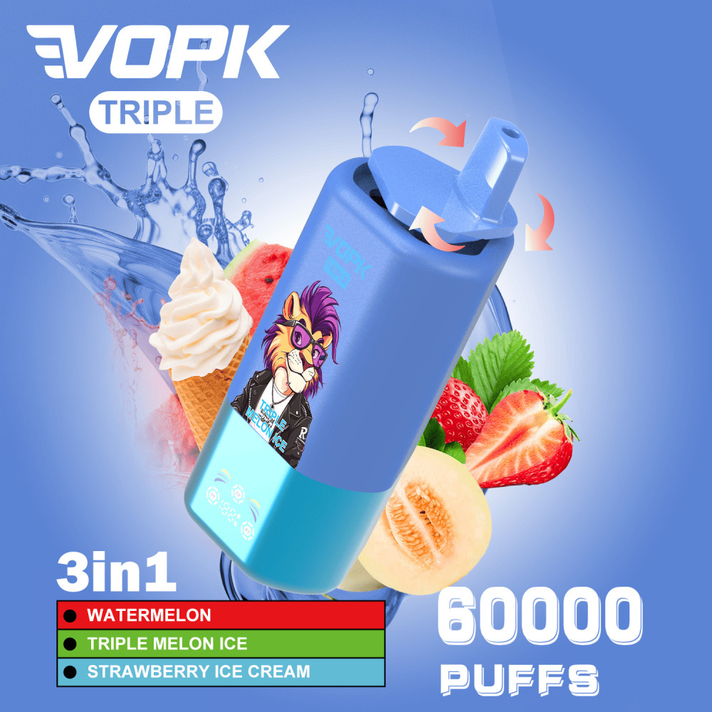 VOPK Triple 60K Vape Pen Wholesale | High Capacity Disposable Vape with Smart LED Screen, Triple Mesh Coil & Rich Flavor Output