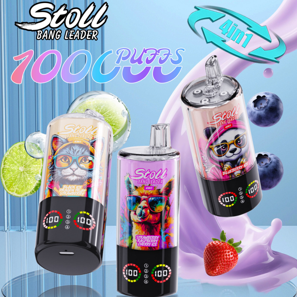 Bang Leader Stoll 100K Puffs 4 IN 1 Vape | 100000 Puff Disposable Vape with Quad Mesh Coil, Smart LED Display & 850mAh Rechargeable Battery