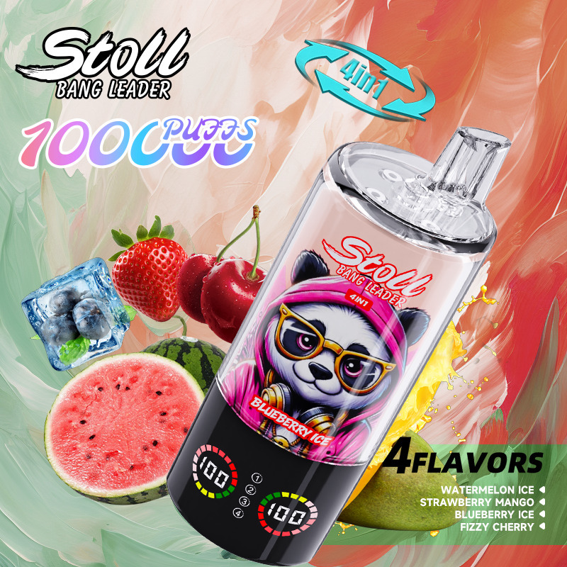 Bang Leader Stoll 100K Puffs 4 IN 1 Vape | 100000 Puff Disposable Vape with Quad Mesh Coil, Smart LED Display & 850mAh Rechargeable Battery