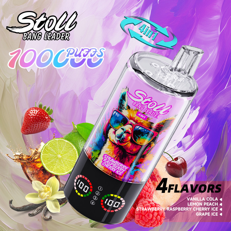 Bang Leader Stoll 100K Puffs 4 IN 1 Vape | 100000 Puff Disposable Vape with Quad Mesh Coil, Smart LED Display & 850mAh Rechargeable Battery