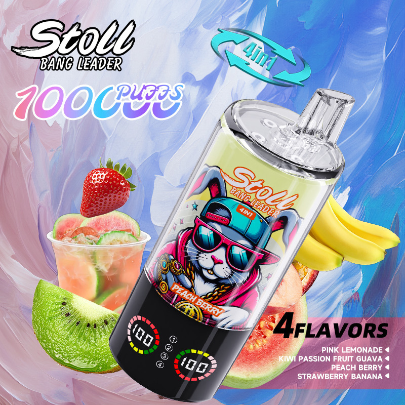 Bang Leader Stoll 100K Puffs 4 IN 1 Vape | 100000 Puff Disposable Vape with Quad Mesh Coil, Smart LED Display & 850mAh Rechargeable Battery