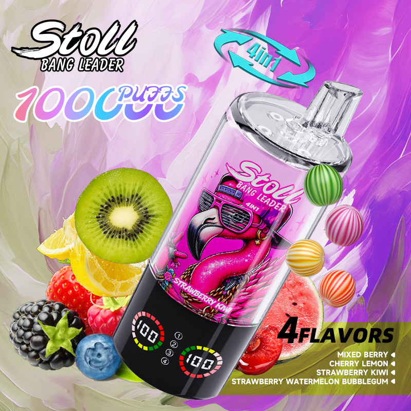 Bang Leader Stoll 100K Puffs 4 IN 1 Vape | 100000 Puff Disposable Vape with Quad Mesh Coil, Smart LED Display & 850mAh Rechargeable Battery