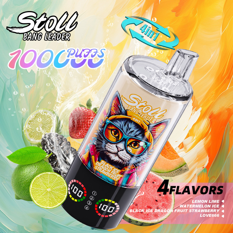 Bang Leader Stoll 100K Puffs 4 IN 1 Vape | 100000 Puff Disposable Vape with Quad Mesh Coil, Smart LED Display & 850mAh Rechargeable Battery