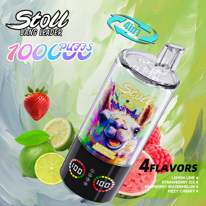 Bang Leader Stoll 100K Puffs 4 IN 1 Vape | 100000 Puff Disposable Vape with Quad Mesh Coil, Smart LED Display & 850mAh Rechargeable Battery
