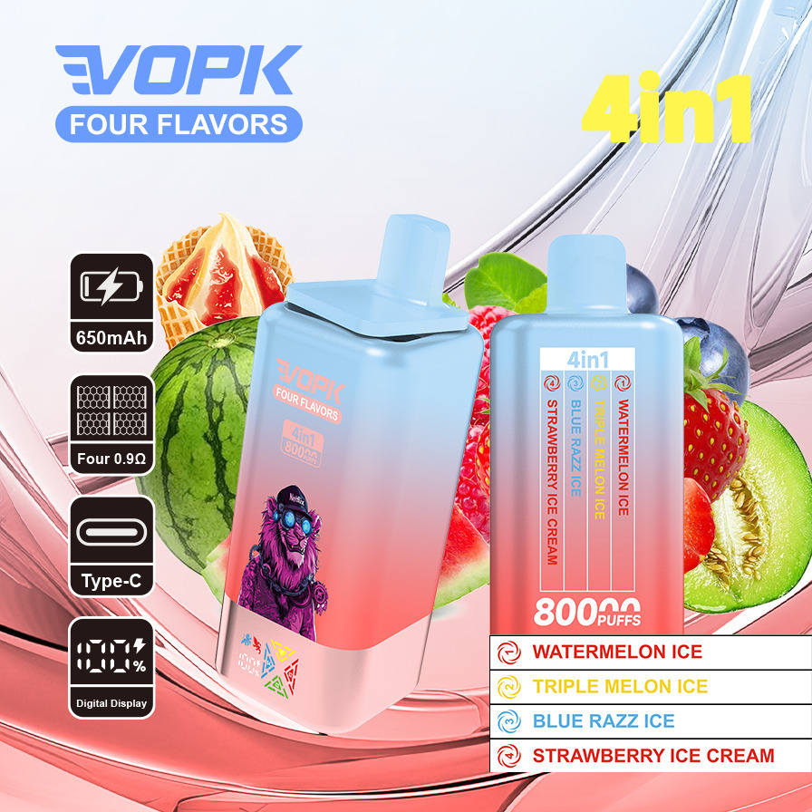 VOPK Four Flavors 80K Vape Wholesale | High Capacity Disposable Vape with Multi-Flavor System, LCD Screen & Premium Performance