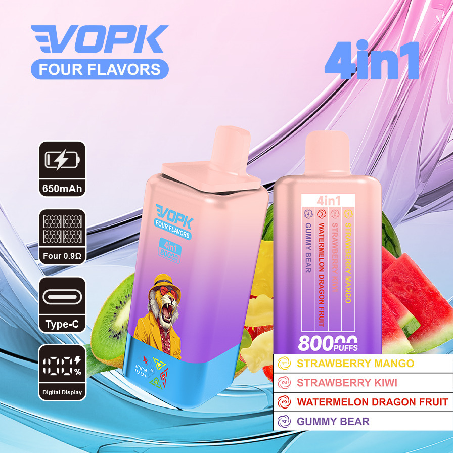 VOPK Four Flavors 80K Vape Wholesale | High Capacity Disposable Vape with Multi-Flavor System, LCD Screen & Premium Performance