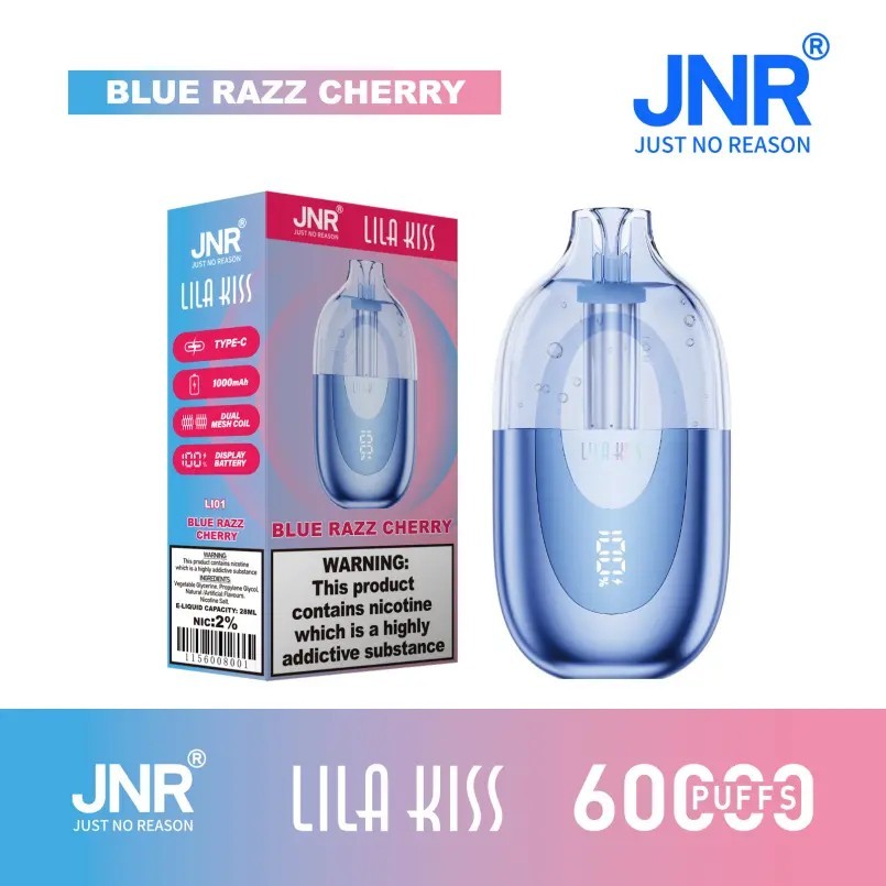 JNR Lila Kiss 60000 Puffs Vape – 24ml E-Liquid, Type-C Rechargeable & 15+ Flavors