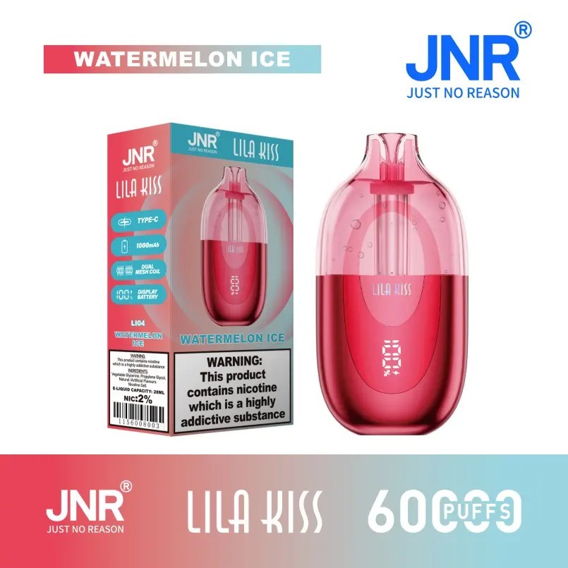 JNR Lila Kiss 60000 Puffs Vape – 24ml E-Liquid, Type-C Rechargeable & 15+ Flavors