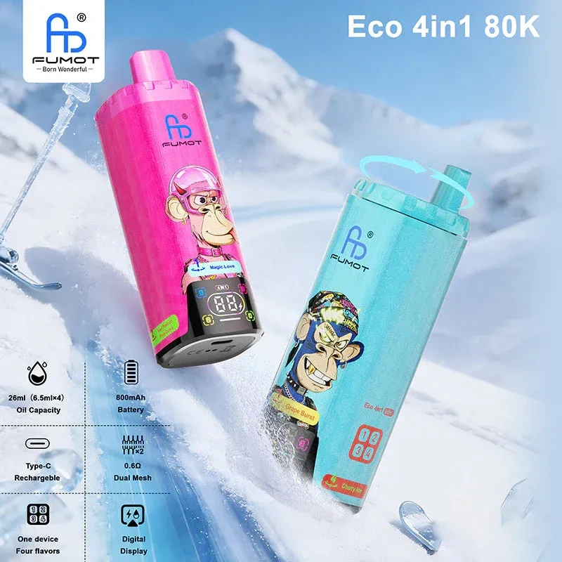 Vape Fumot Eco 4-in-1 80K Puffs – Quad Flavor Vape with 1000mAh Battery & Dual Mesh Coil