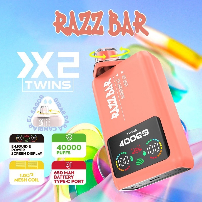 Razz Bar 40K Puffs Rechargeable Disposable Vape – Long Lasting Vape with Dual Tank, Type-C Fast Charging & Rich Flavor