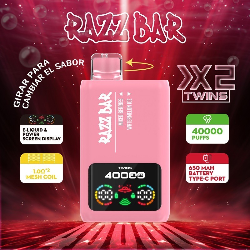 Razz Bar 40K Puffs Rechargeable Disposable Vape – Long Lasting Vape with Dual Tank, Type-C Fast Charging & Rich Flavor