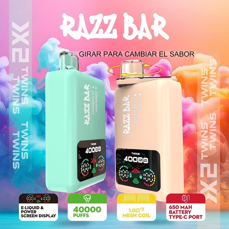 Razz Bar 40K Puffs Rechargeable Disposable Vape – Long Lasting Vape with Dual Tank, Type-C Fast Charging & Rich Flavor