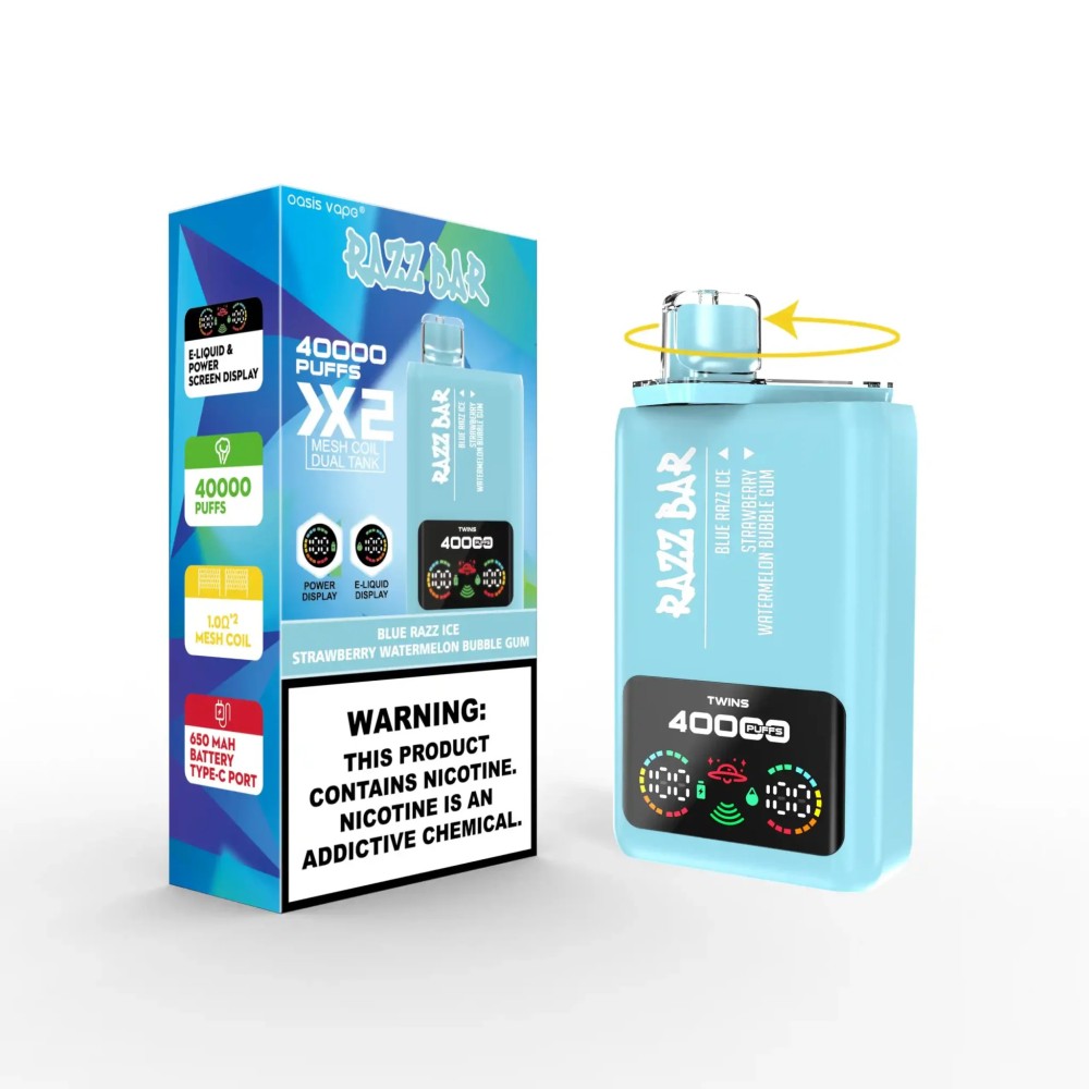 Razz Bar 40K Puffs Rechargeable Disposable Vape – Long Lasting Vape with Dual Tank, Type-C Fast Charging & Rich Flavor
