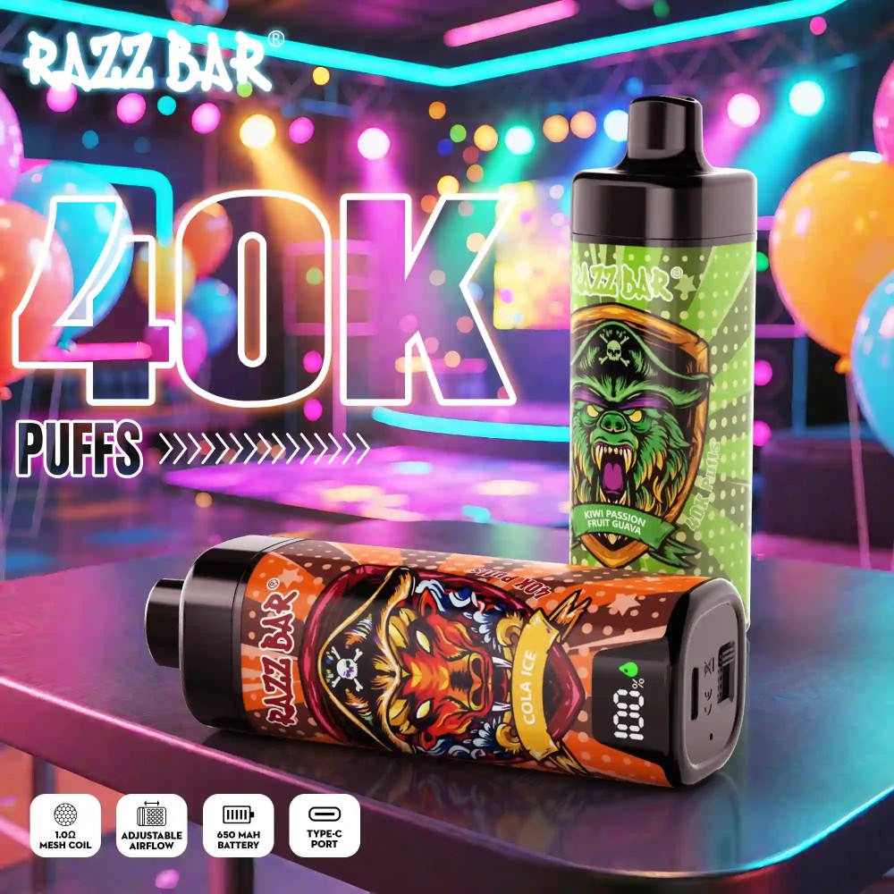 Razz Bar 40K Disposable Vape | 40000 Puff Vape with Smart Display, 650mAh Rechargeable Battery & Premium Flavor Technology
