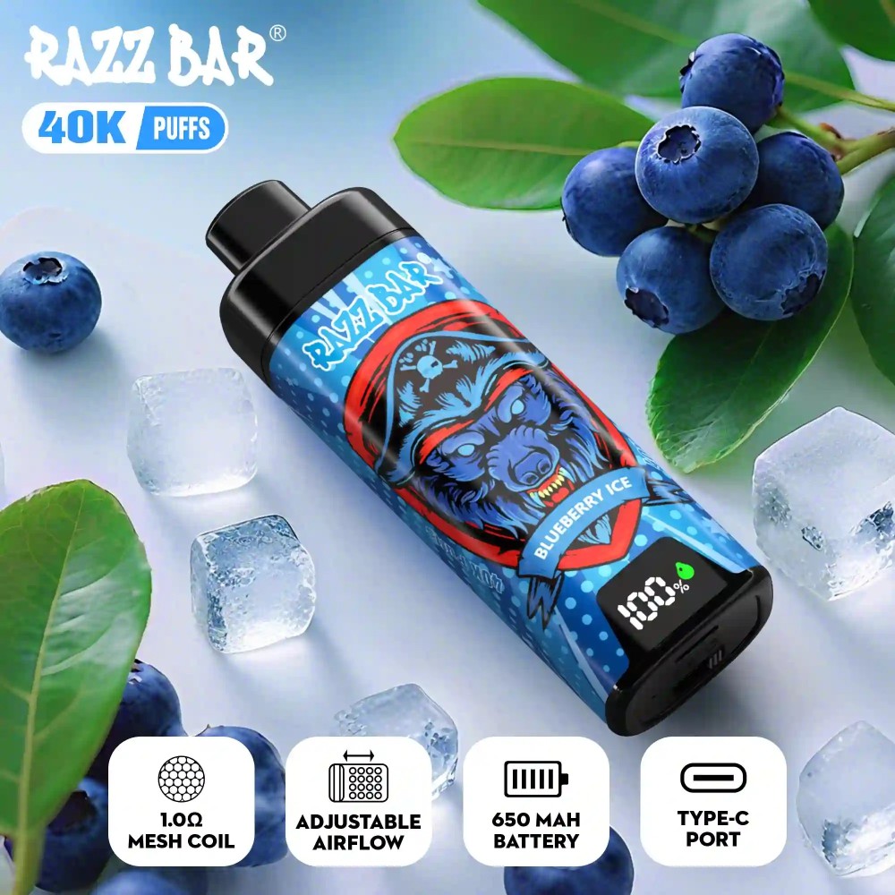 Razz Bar 40K Disposable Vape | 40000 Puff Vape with Smart Display, 650mAh Rechargeable Battery & Premium Flavor Technology