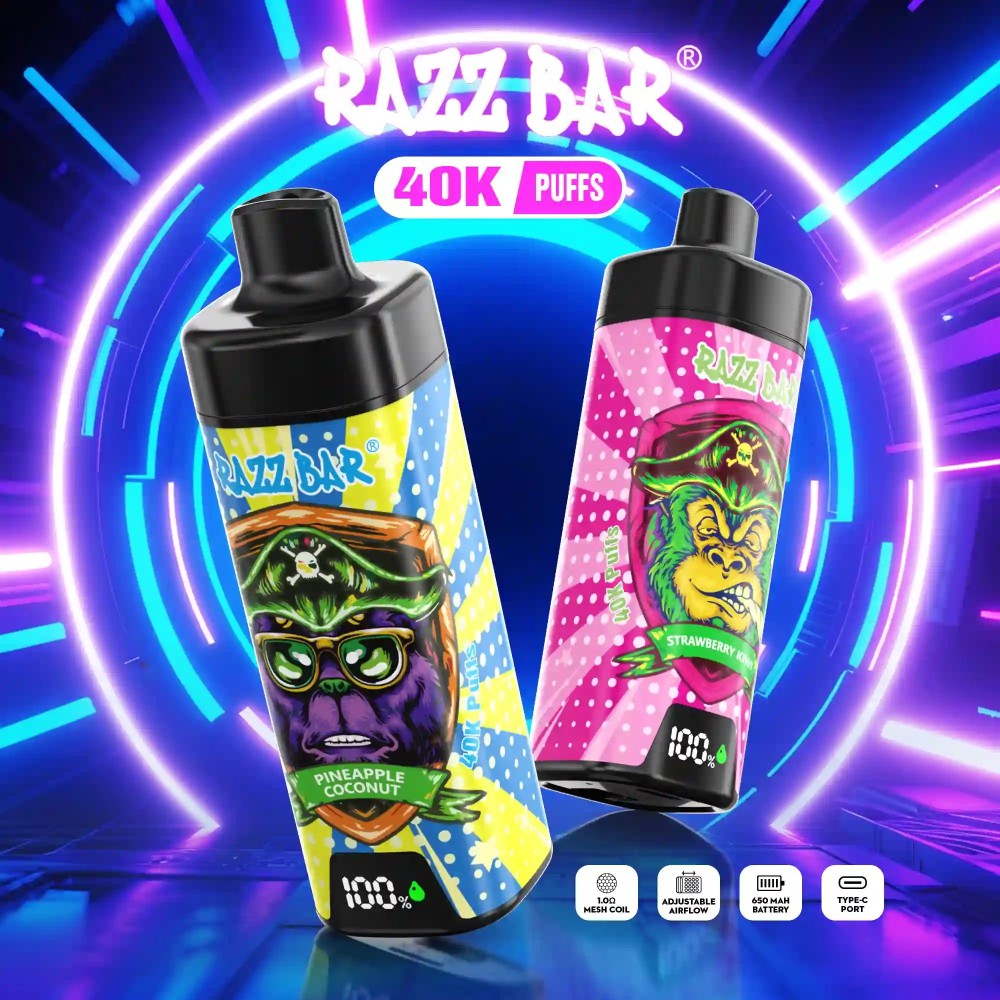 Razz Bar 40K Disposable Vape | 40000 Puff Vape with Smart Display, 650mAh Rechargeable Battery & Premium Flavor Technology