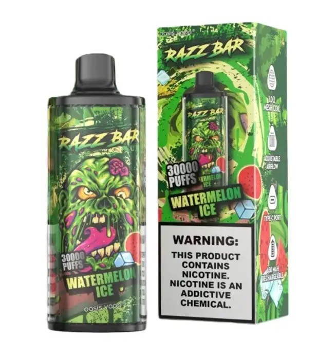 Razz Bar 30000 Vape 30K Puff Device – Adjustable Airflow, 1.0Ω Mesh Coil, Premium Flavor Experience