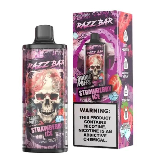 Razz Bar 30000 Vape 30K Puff Device – Adjustable Airflow, 1.0Ω Mesh Coil, Premium Flavor Experience