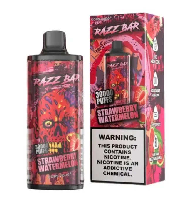 Razz Bar 30000 Vape 30K Puff Device – Adjustable Airflow, 1.0Ω Mesh Coil, Premium Flavor Experience