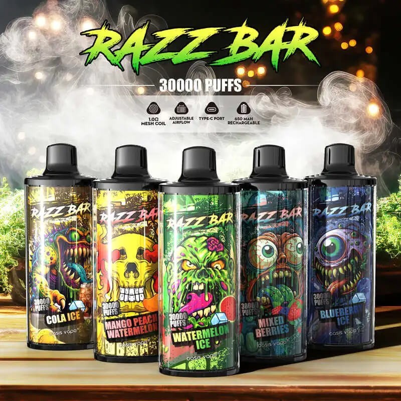 Razz Bar 30000 Vape 30K Puff Device – Adjustable Airflow, 1.0Ω Mesh Coil, Premium Flavor Experience