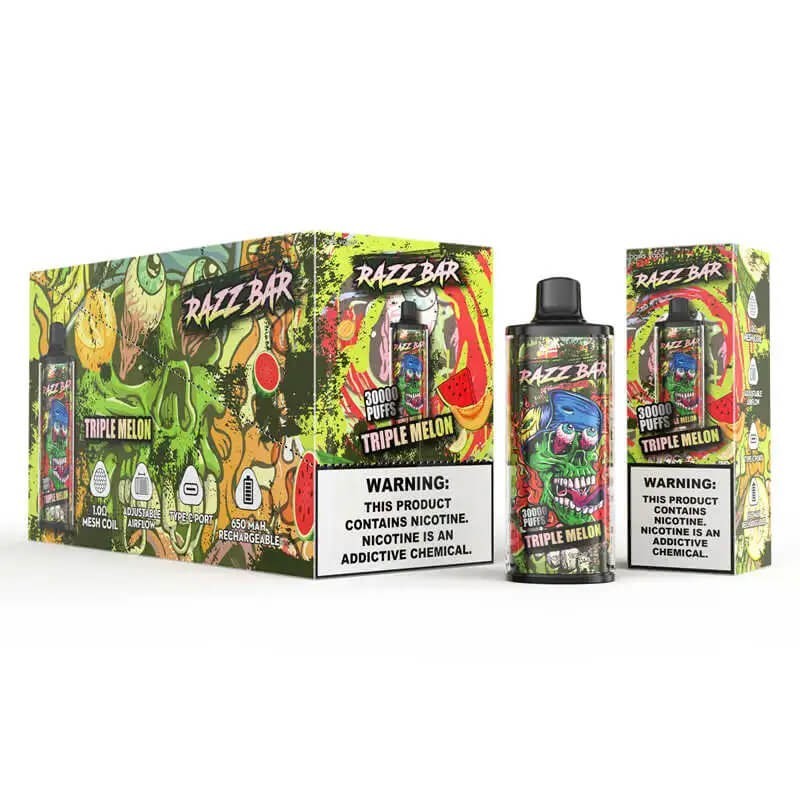 Razz Bar 30000 Vape 30K Puff Device – Adjustable Airflow, 1.0Ω Mesh Coil, Premium Flavor Experience