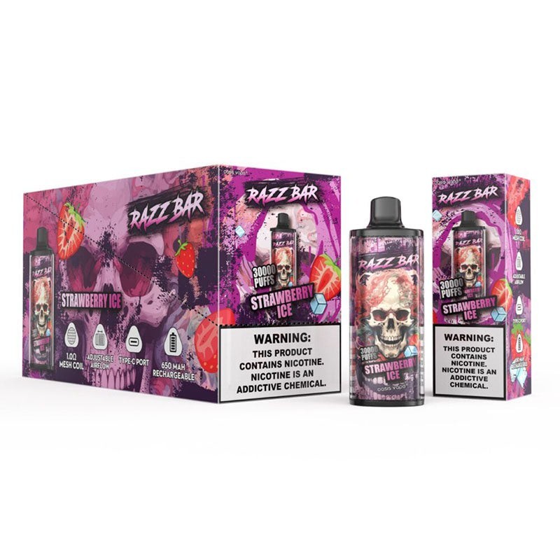 Razz Bar 30000 Vape 30K Puff Device – Adjustable Airflow, 1.0Ω Mesh Coil, Premium Flavor Experience