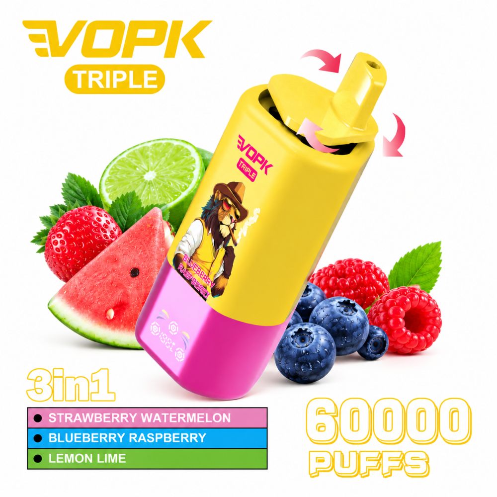 VOPK Triple 60K Vape Wholesale | 60000 Puffs Disposable Vape with Multi-Flavor System, LED Screen | EU Warehouse & 3-7 Days Fast Delivery