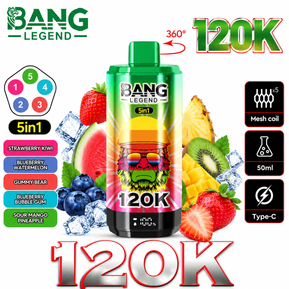Bang Legend 120000 Puffs 5in1 Vape Rechargeable 120K Puffs Vaping Vape Pod Bang Whoelsaler Bang King Vaper EU Warehouse Shipping