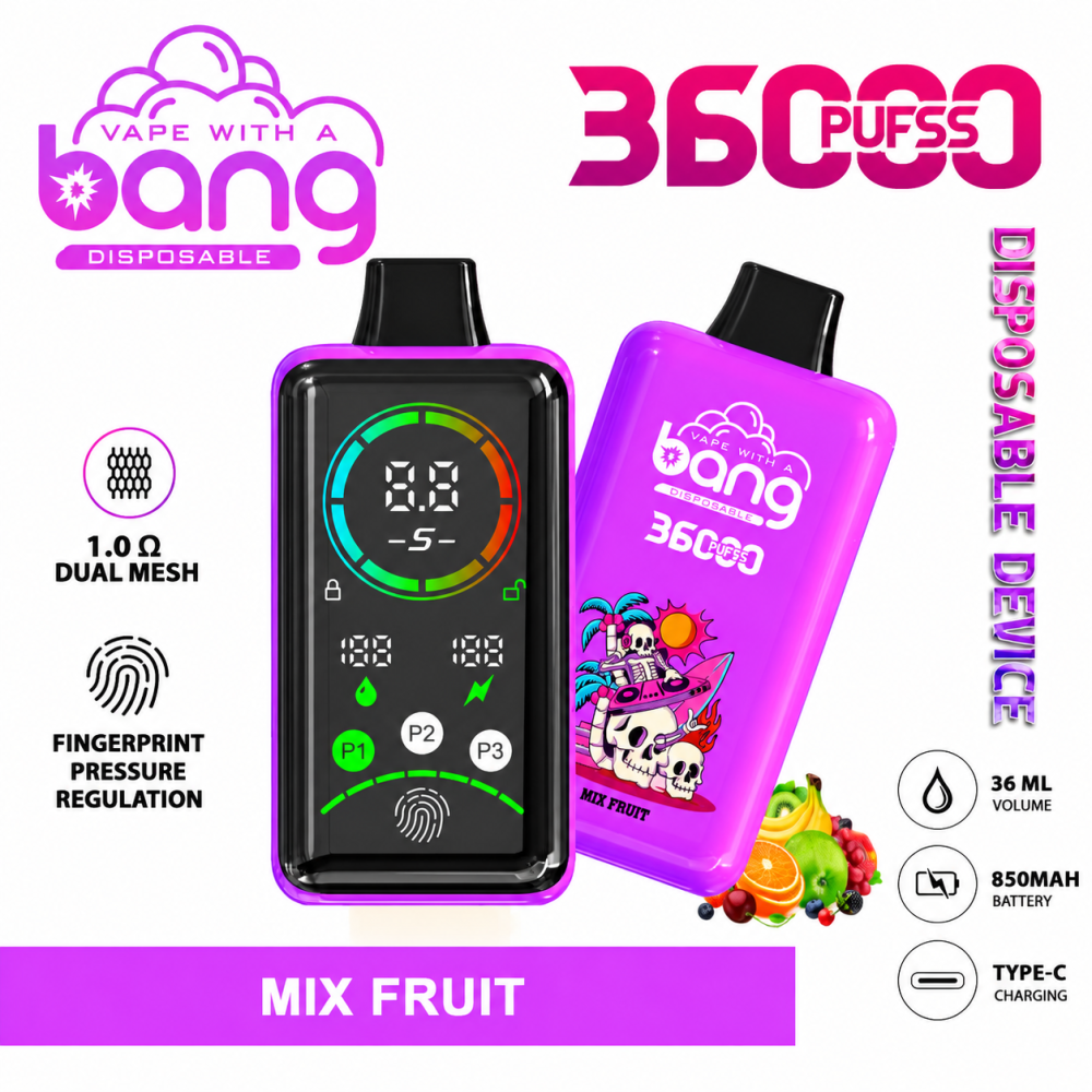 BANG 36000 Puffs Vape Wholesale | 36ml E-Liquid | Smart Full Screen | Fingerprint Control