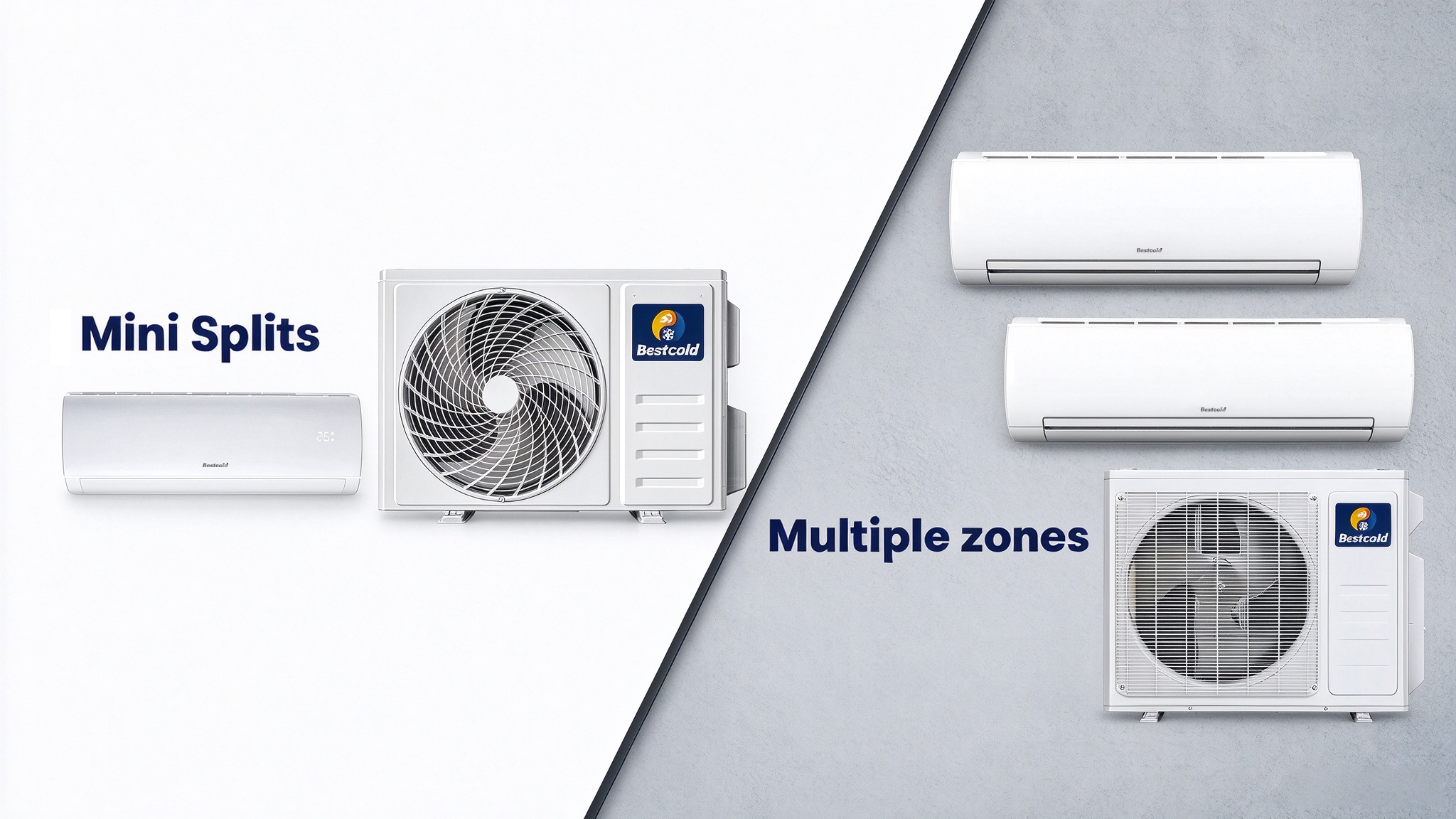 Bestcold HVAC single-zone mini split vs multi-zone ductless heat pump system comparison