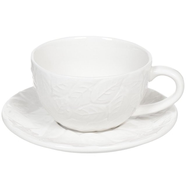 كوب وصحن سيراميك 270 مل أوراق,كوب وصحن سيراميك 270 مل أوراق