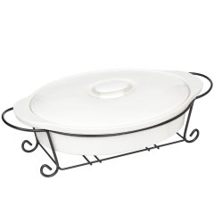 وعاء سيراميك بيضاوي 40 سم على حامل معدني,وعاء سيراميك بيضاوي 40 سم على حامل معدني